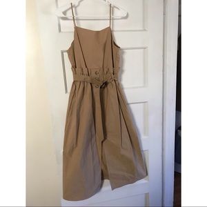 Zara TRF Khaki Belted Midi Dress